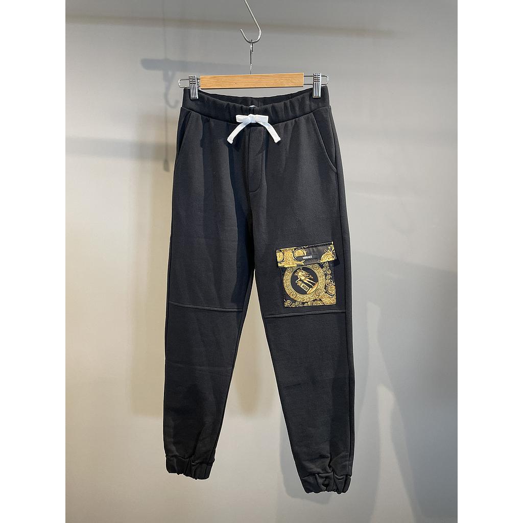 VERSACE KIDS 1007794 1A07283 BOY SWEATPANT BLACK GOLD 