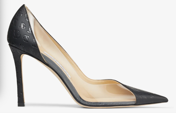JIMMY CHOO CASS75 BKA WOMEN SANDALS BLACK/CLEAR 