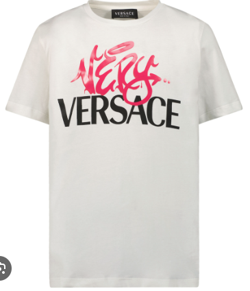 VERSACE KIDS 1000239 1A07290 BOY T-SHIRT WHITE TROPICAL