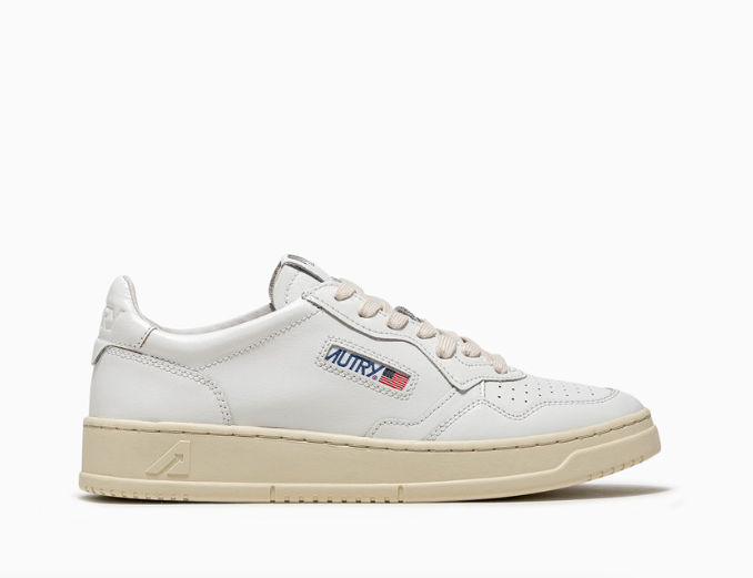 AUTRY AULW LL15 MEDALIST LOW WOMEN'S ALL WHITE LETHER SNEAKERS