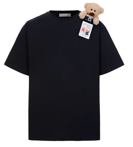 13DE MARZO MZ2501401 BEAR INSTANT PHOTO T-SHIRT BLACK