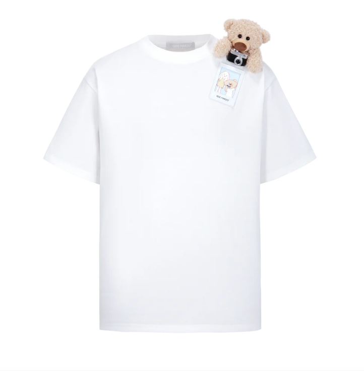 13DE MARZO MZ2501402 BEAR INSTANT PHOTO T-SHIRT WHITE