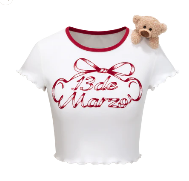 13DE MARZO 1903 RIBBON COLLAR CROPPED TOP WHITE