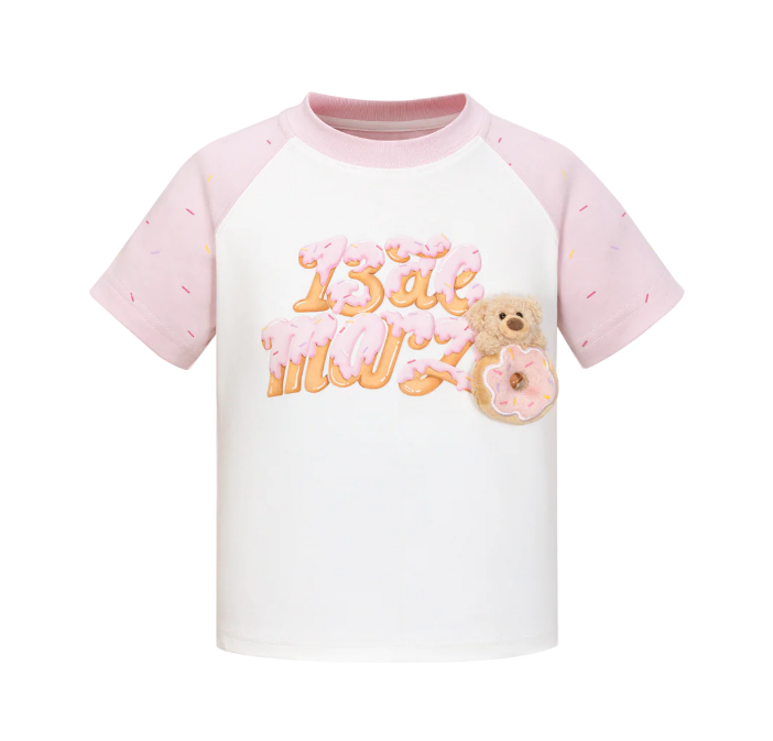 13DE MARZO KID'S MZ2504301 BABYBEAR DONUT T-SHIRT PINK/WHITE