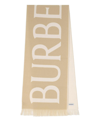 BURBERRY 8109562 SCIARPA LOGO IN LANA BEIGE