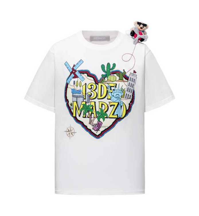 13DE MARZO 2112 PILOT BEAR WORLD TRAVEL T-SHIRT WHITE