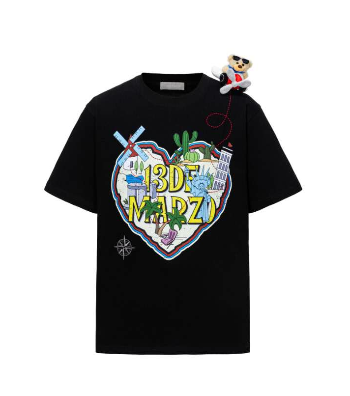 13DE MARZO 2112 PILOT BEAR WORLD TRAVEL T-SHIRT BLACK