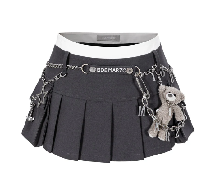 13DE MARZO MZ2505001 CHAINS MULTI-POCKET SKIRT BLACK 1994 