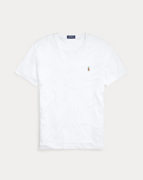 POLO RALPH LAUREN 710740727002 MEN'S T-SHIRT WHITE , BROWN LOGO