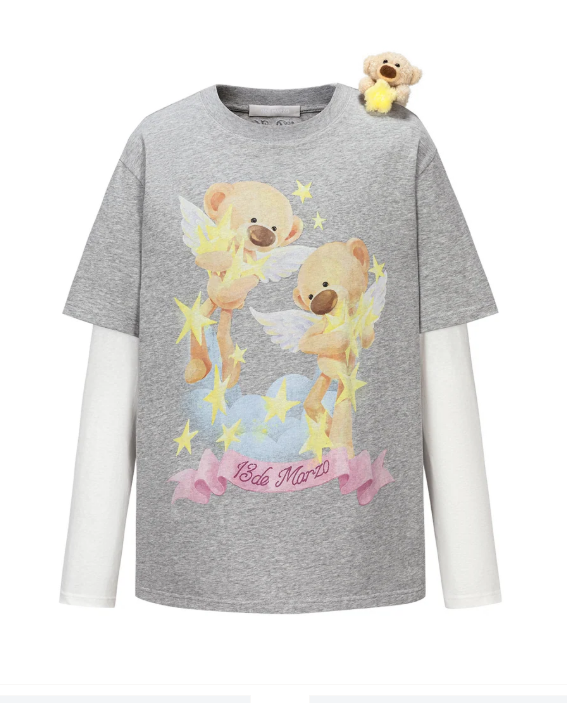 13DE MARZO MZ2607502 LUMINOUS BEAR SKETCH T-SHIRT GREY