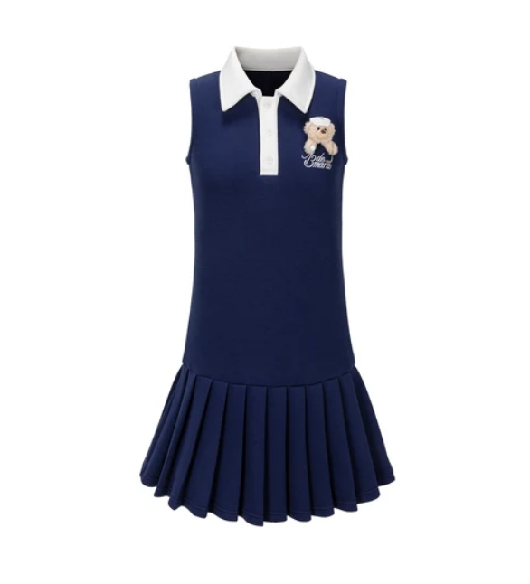 13DE MARZO MZ2605202 GOLF BEAR DRESS NAVY BLUE