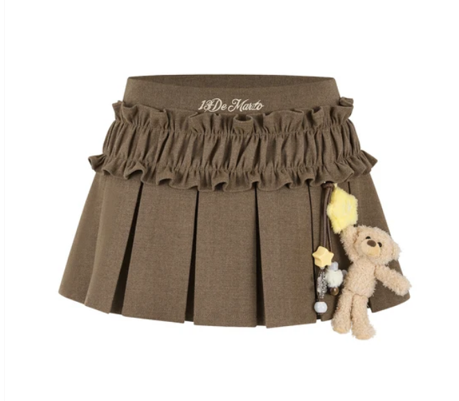 13DE MARZO MZ2611001 LUMINOUS DOOZOO LACE PLEATED DRESS BROWN