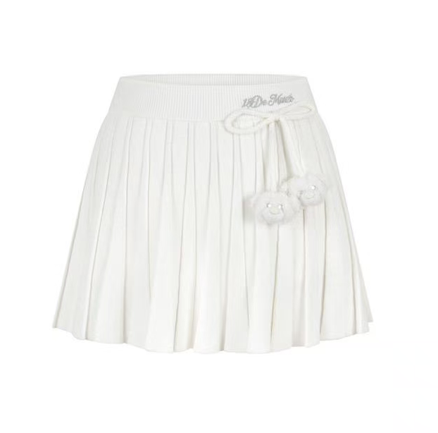13DE MARZO MZ2613201 MINI BEAR KNIT PLEATED DRESS WHITE