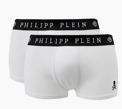 Philipp Plein Men's Uupb01 01Pack of 2 Boxer Shorts BIANCO
