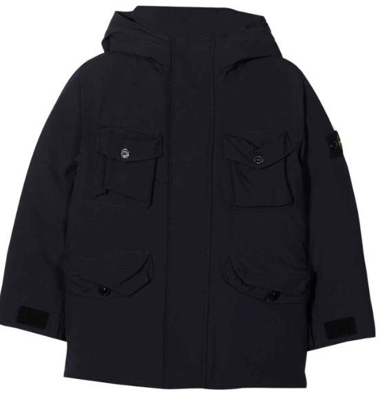 STONE ISLAND KIDS 771640234 V0020 NAVY BLUE HOODED DOWN COAT 14Y