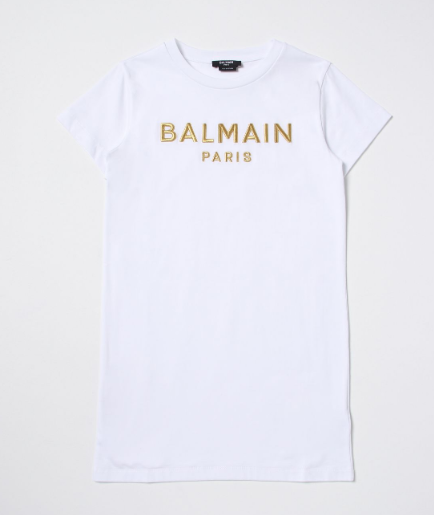 BALMAIN KIDS BS1B61 Z0082 GIRLS DRESS WHITE 8A-10A