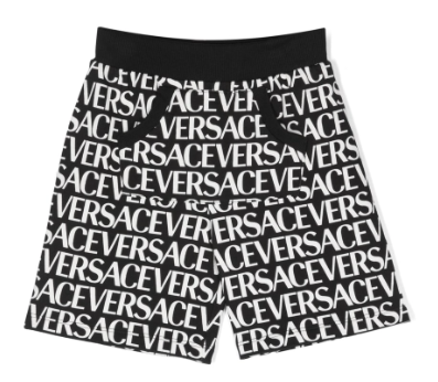 VERSACE KIDS 1010089 1A06470 BOY SHORTS BLACK WHITE 