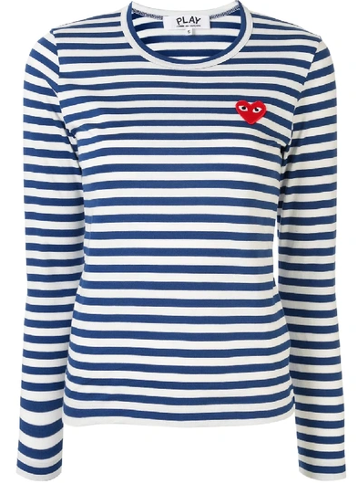 COMME DES GARCONS PLAY P1T163 2 NAVY WOMEN'S LONGSLEEVES T-SHIRT