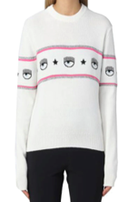 CHIARA FERRAGNI 75CBFM09 CMH30 003 WHITE MAXLOGOMANIA SWEAT 