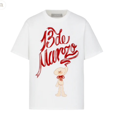 13DE MARZO 1965 DOOZOO CHECKED RIBBON T-SHIRT WHITE