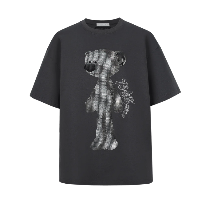 13DE MARZO MZ2503401 RHINESTONE T-SHIRT DARK GREY