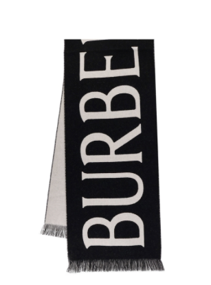BURBERRY 8109563 SCIARPA LOGO IN LANA NERO
