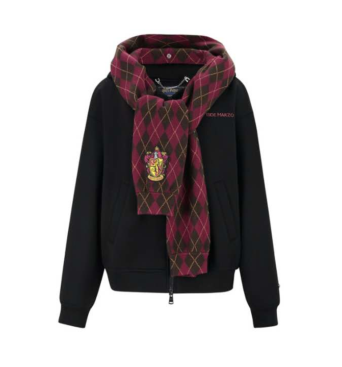 13DE MARZO 2116 HOGWARTS FOUR  HOUSES BEAR ZIPPER HOODIE GRYFFINDO BLACK
