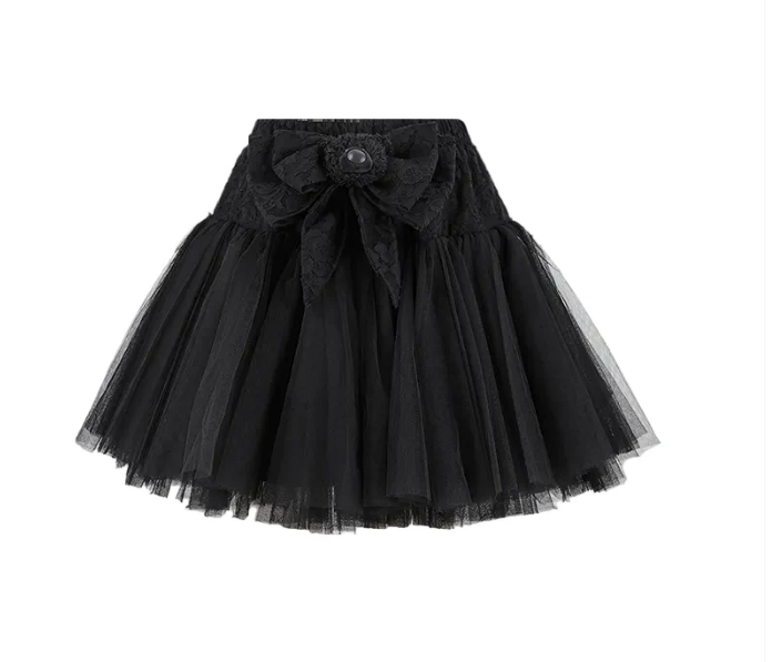 13DE MARZO MZ2600601 BOW LACE SHORT SKIRT BLACK