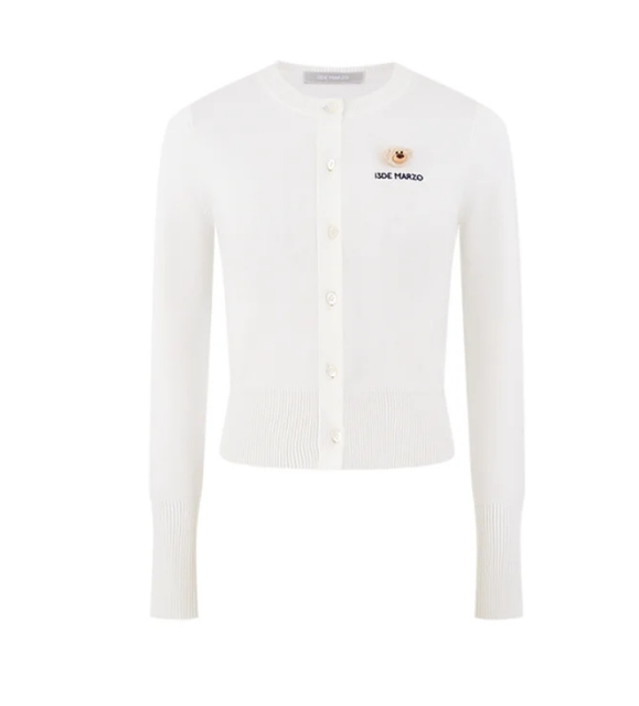 13DE MARZO MZ2600801 MINI LOGO CARDIGAN WHITE