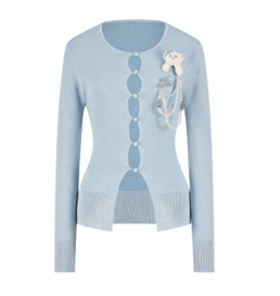 13DE MARZO MZ2602201 SPARKLE PEARL CHAIN CARDIGAN BLUE