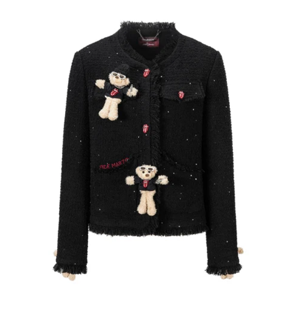13DE MARZO MZ2612401 ROLLING STONES TWEED COAT BLACK