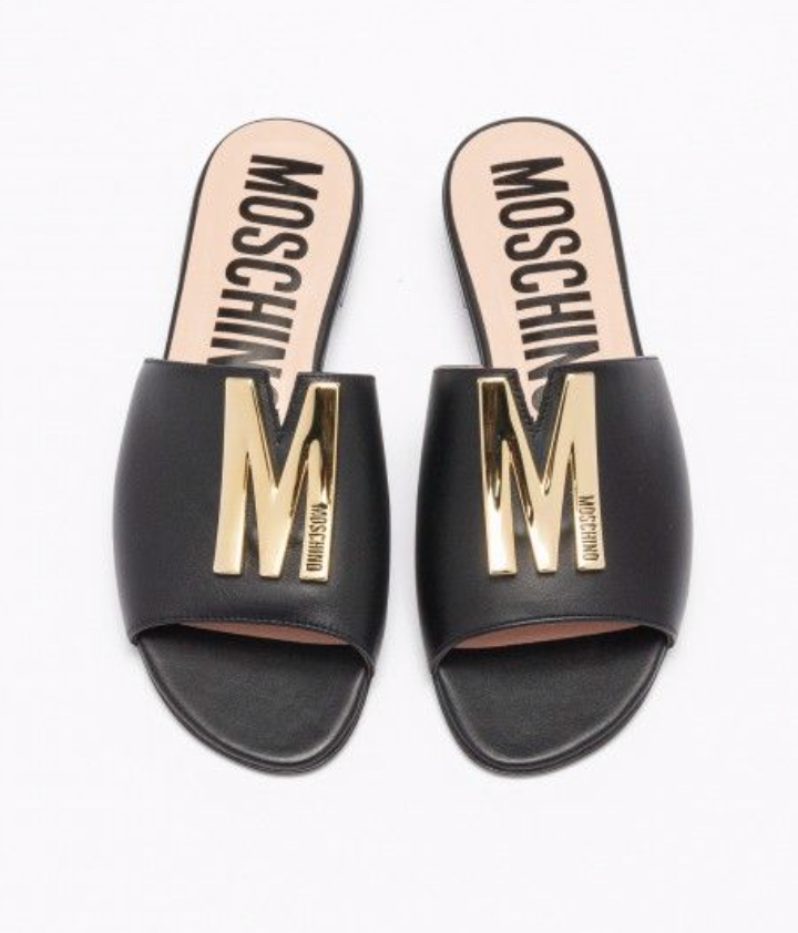 MOSCHINO MA28101COAMF0000 PELLE LOGO  "M" WOMEN SLIPPERS