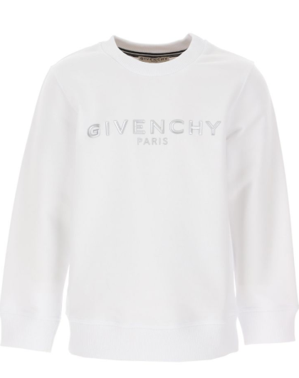 GIVENCHY KID FELPA BIANCO LOGO ARGENTO H25241