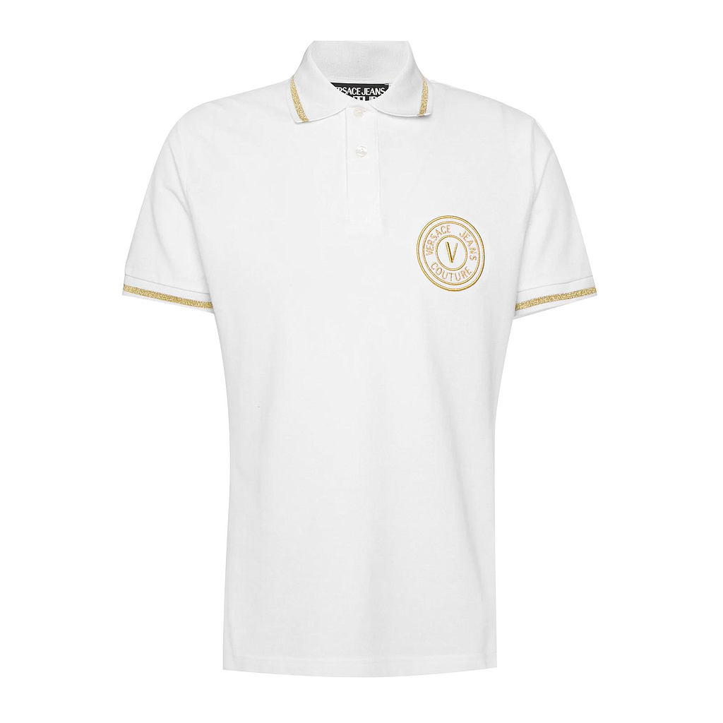 VERSACE UOMO POLO V-EMBLEM E72GAGT03 BIANCO