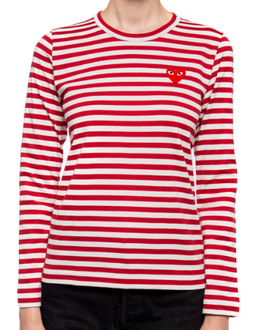 COMME DES GARCONS PLAY P1T163.4  ROSSO RIGHE