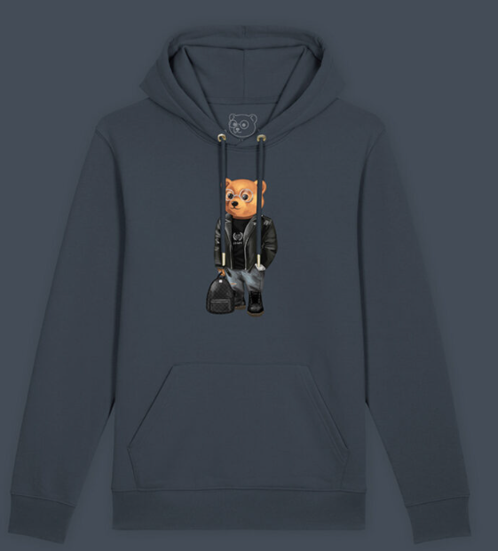 BARON FELPA CON CAPPUCCIO BIOLOGICA FILOU XLVIII. – THUNDER BLACK UNISEX HOODLE