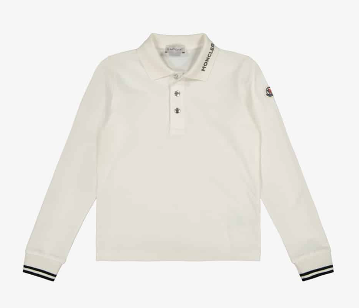 MONCLER KIDS 8B00002 8496W 034 LS POLO WHITE(6A-8A)