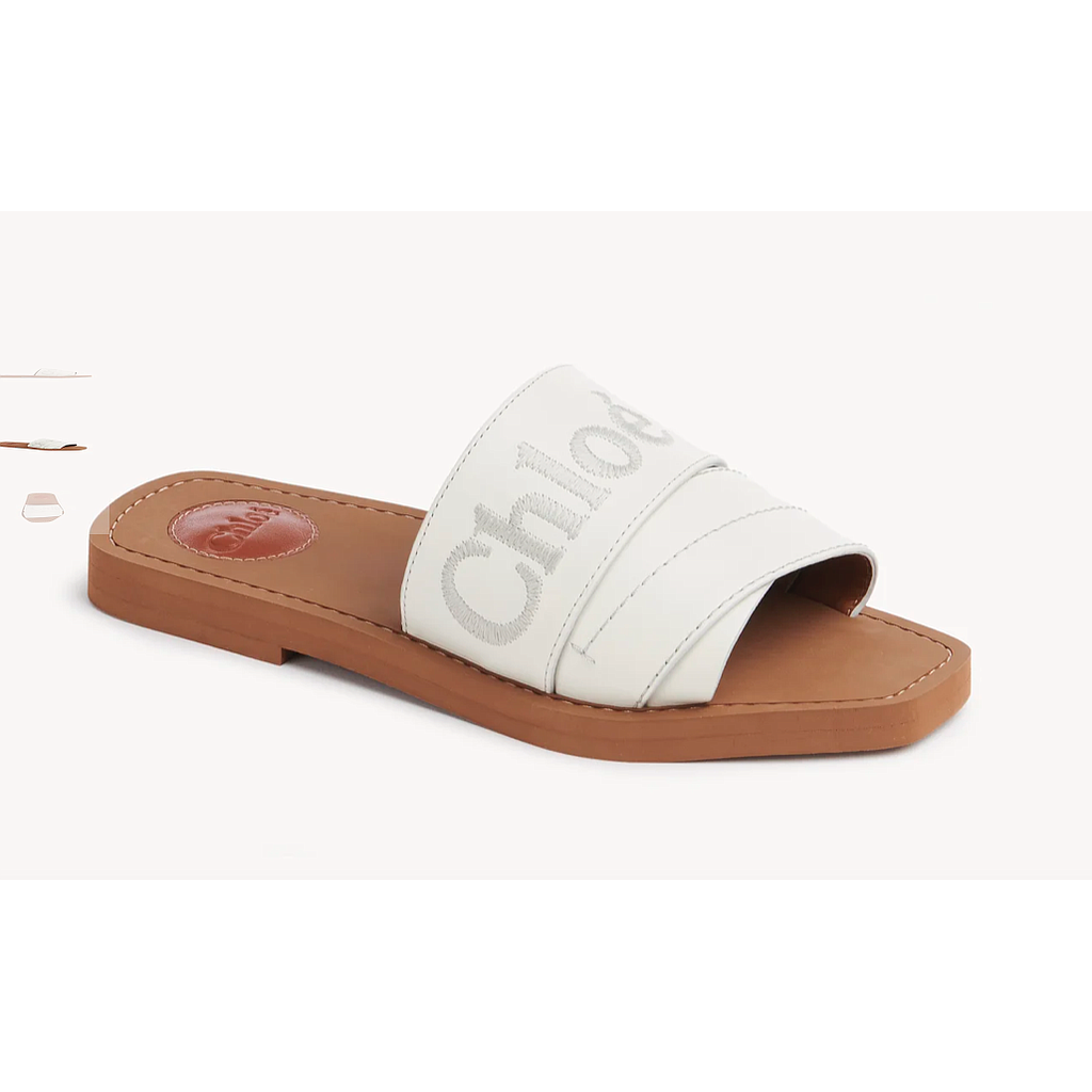 CHLOE CHC22W188BF 101 WHITE WOODY SABOT