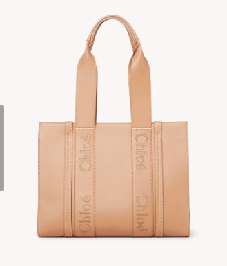 CHLOE CHC22WS383I60 26X LIGHT TAN LEATHER WOODY TOTE