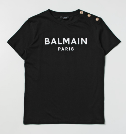 BALMAIN KIDS BS8Q41 Z0057 BOYS T-SHIRT BLACK 8A-10A